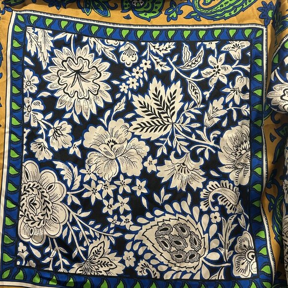 Zara Multicolor Paisley Print Green Tan Blue Flowy Blouse Women’s Size M - Picture 8 of 13